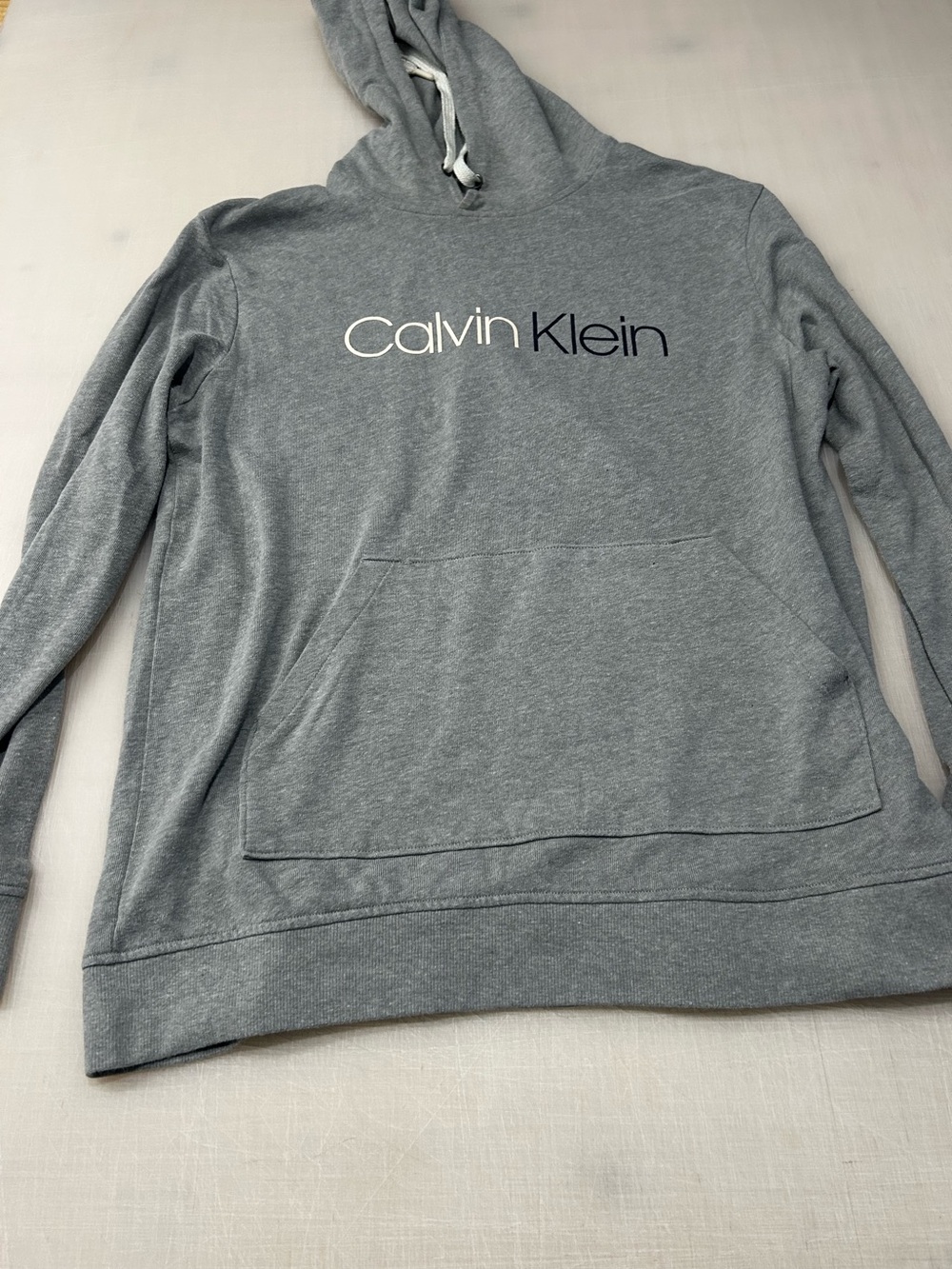 Calvin Klein womens Heather Gray Logo Hoodie